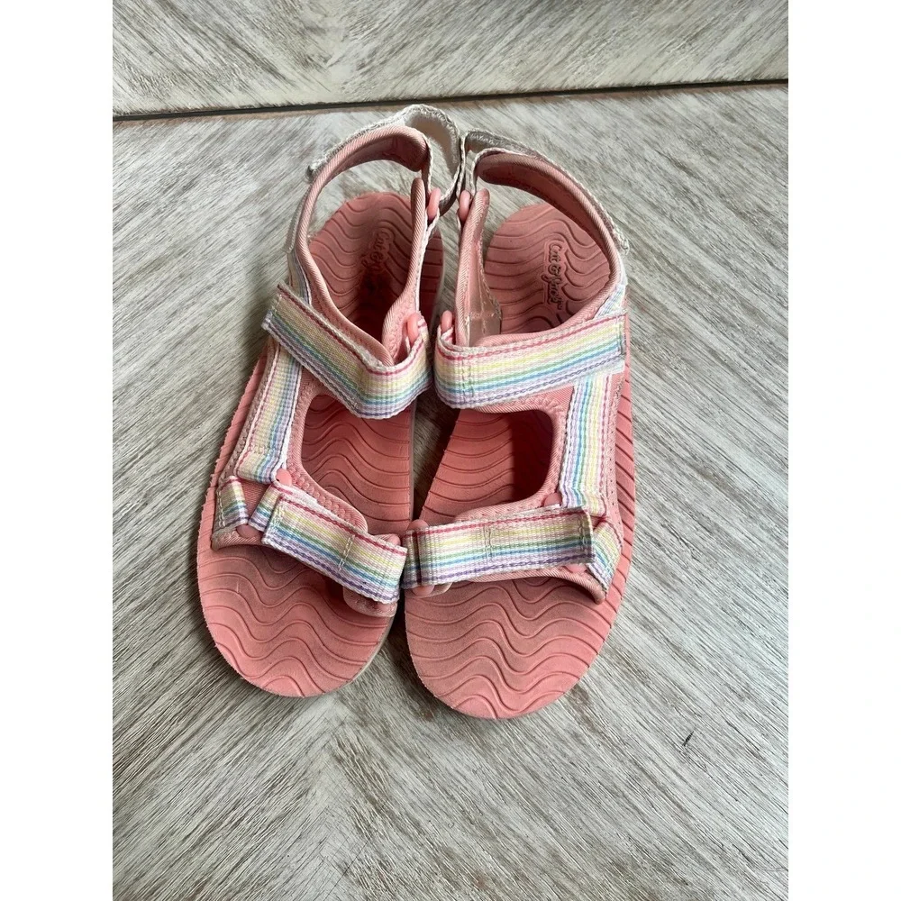 Cat & Jack Girls Emery Rainbow Ankle Strap Sport Sandals 4 GUC